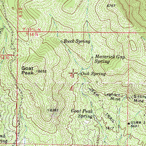 Topographic Map of Oak Spring, AZ