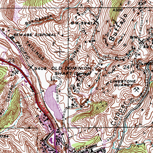 Topographic Map of Old Dominion Shaft, AZ