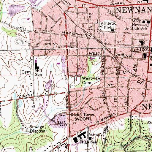 Topographic Map of Westview Cemetery, GA