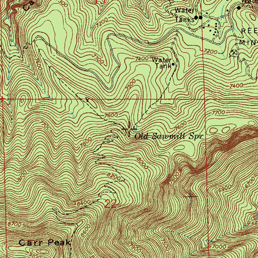 Topographic Map of Old Sawmill Spring, AZ