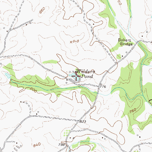 Topographic Map of Wilders Pond, GA