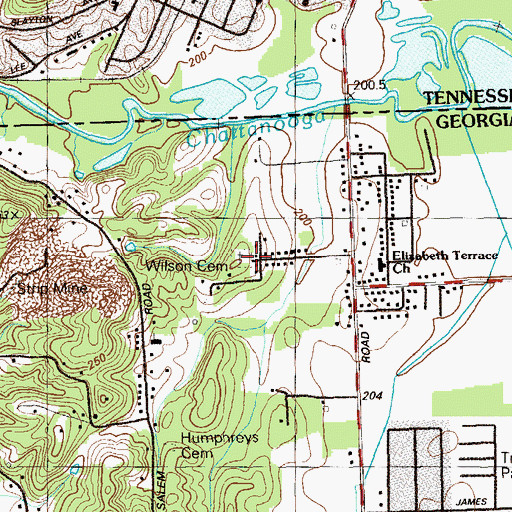 Topographic Map of Wilson Cemetery, GA