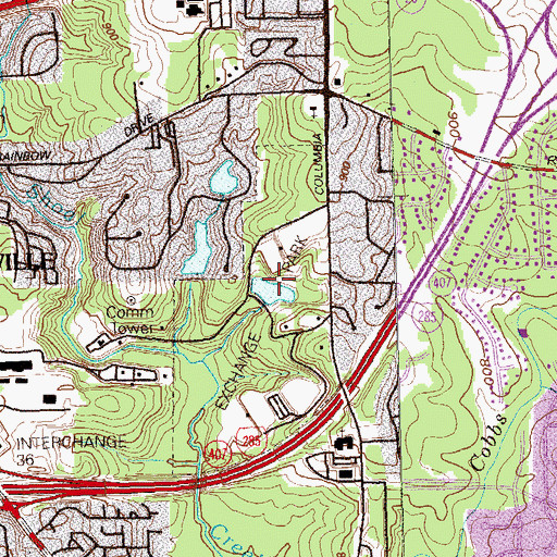 Topographic Map of DeKalb Youth Camp, GA