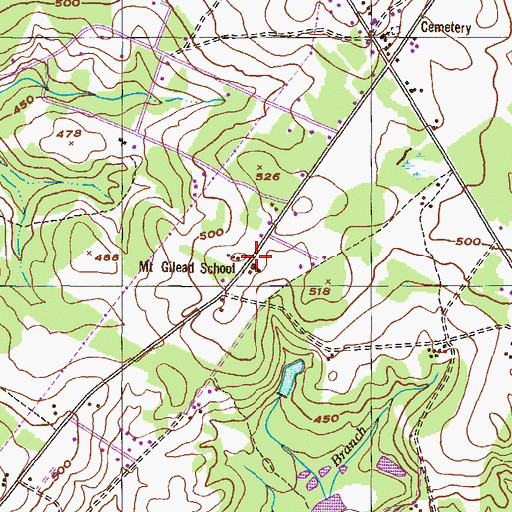 Topographic Map of Mount Gilead School, GA
