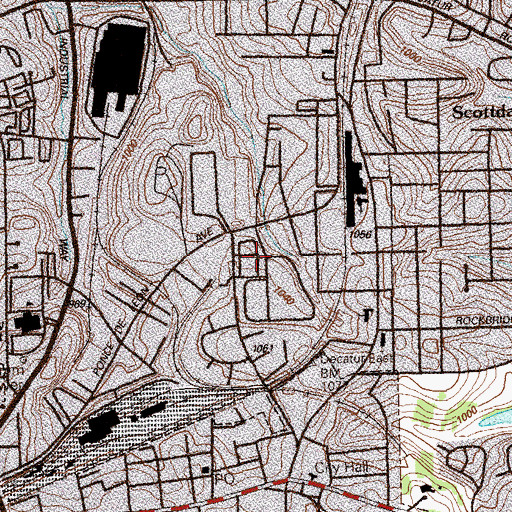 Topographic Map of Scottdale School, GA