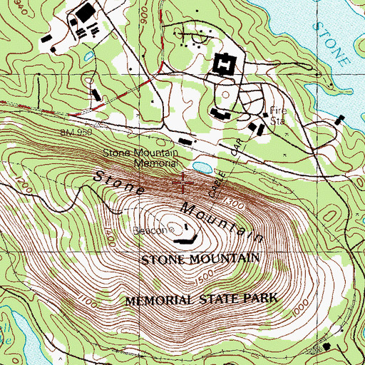 Topographic Map of Stone Mountain Memorial, GA