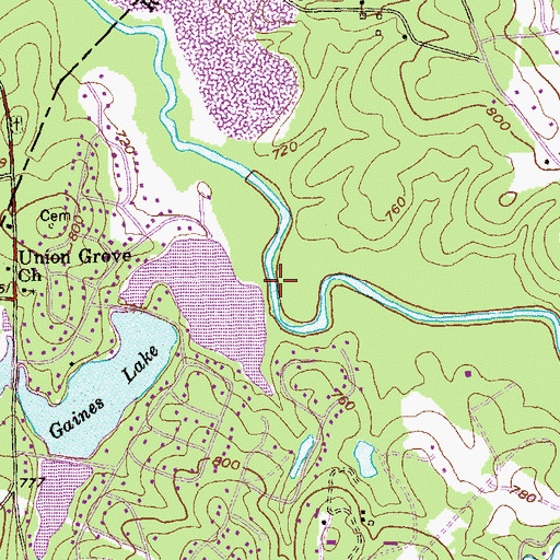 Topographic Map of Tom George Creek, GA