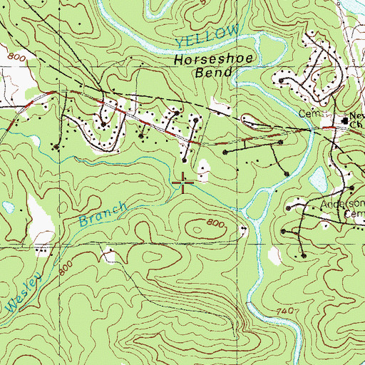 Topographic Map of Wesley Branch, GA