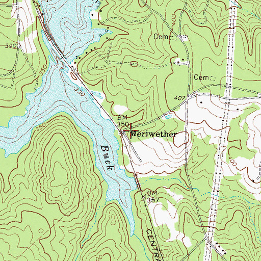 Topographic Map of Meriwether, GA
