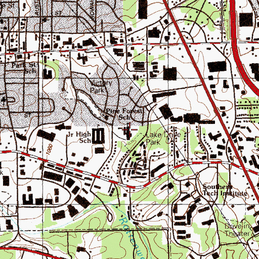 Topographic Map of Marietta Center for Advanced Academics, GA
