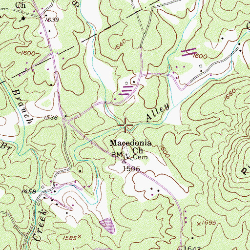 Topographic Map of Alley Creek, GA