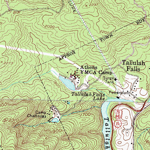 Topographic Map of Athens Y M C A Camp, GA