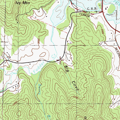 Topographic Map of Big Cove, GA