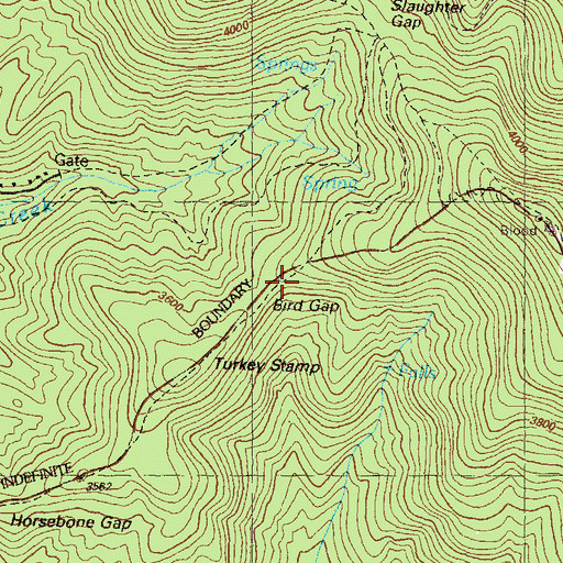Topographic Map of Bird Gap, GA