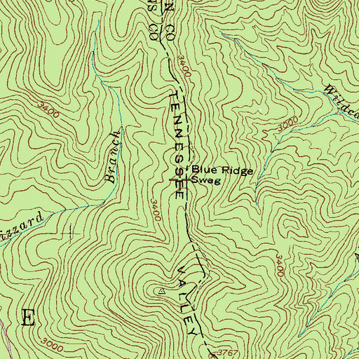 Topographic Map of Blue Ridge Swag, GA