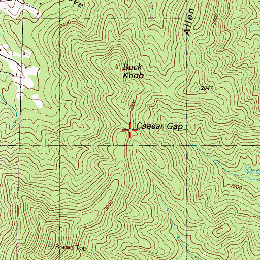 Topographic Map of Caesar Gap, GA