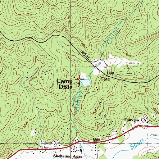 Topographic Map of Camp Dixie, GA