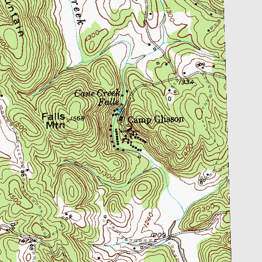 Topographic Map of Camp Glisson, GA