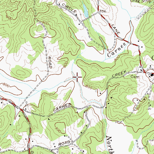 Topographic Map of Carnes Creek, GA