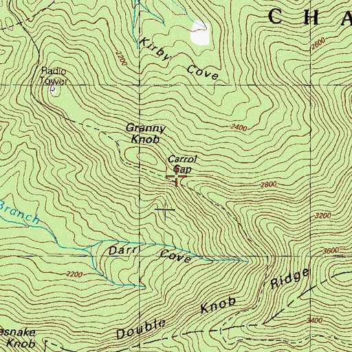 Topographic Map of Carrol Gap, GA