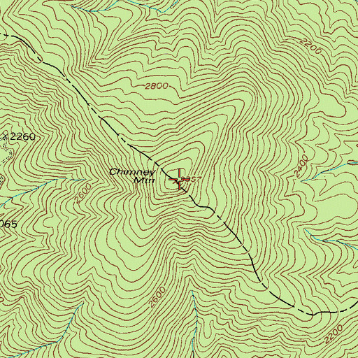 Topographic Map of Chimney Mountain, GA