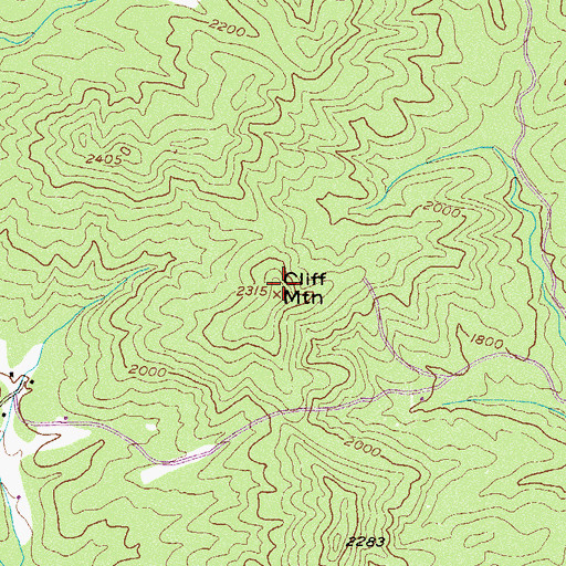Topographic Map of Cliff Mountain, GA