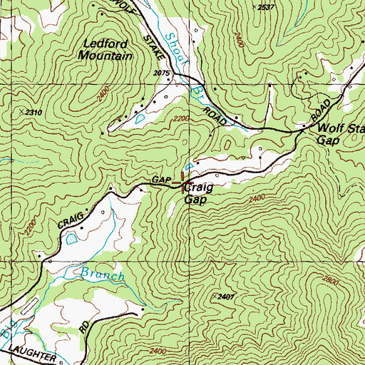 Topographic Map of Craig Gap, GA