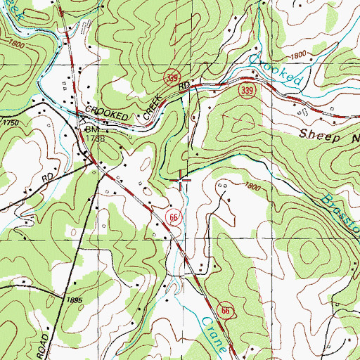 Topographic Map of Crane Creek, GA