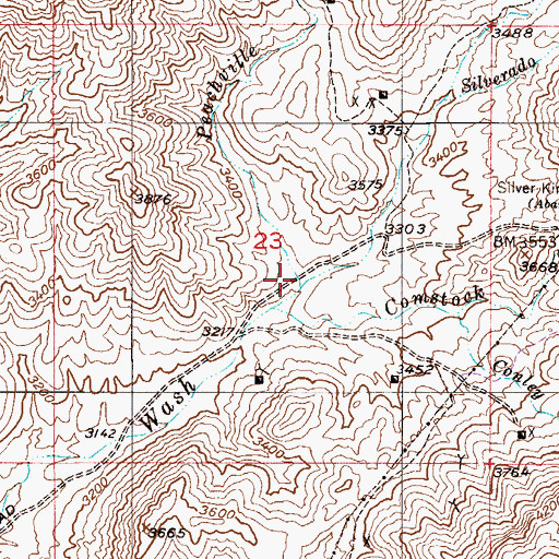 Topographic Map of Peachville Wash, AZ