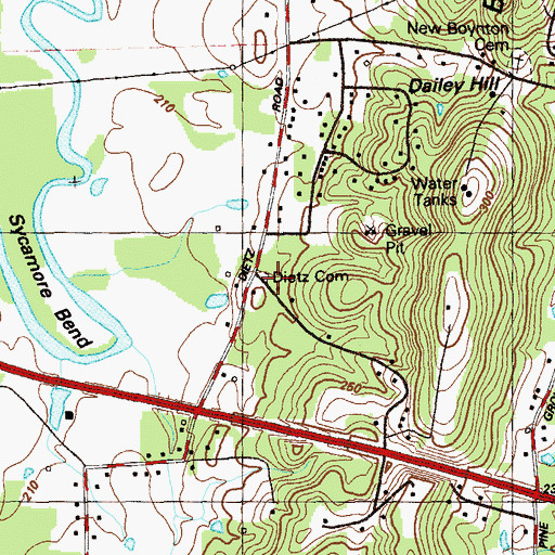 Topographic Map of Dietz Cemetery, GA