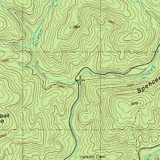 Topographic Map of Dixon Creek, GA