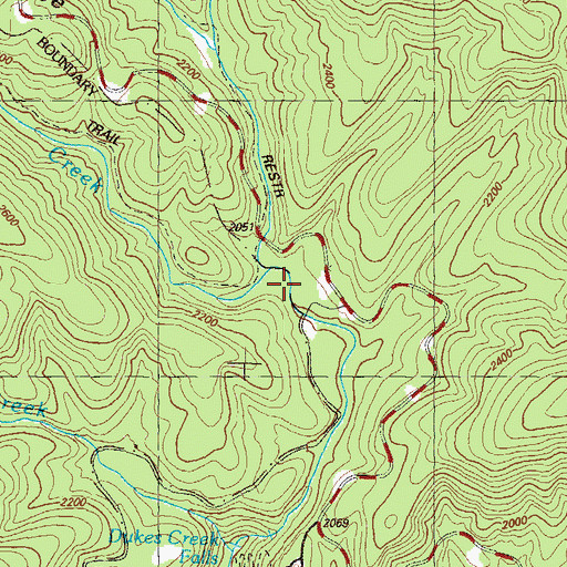 Topographic Map of Dodd Creek, GA