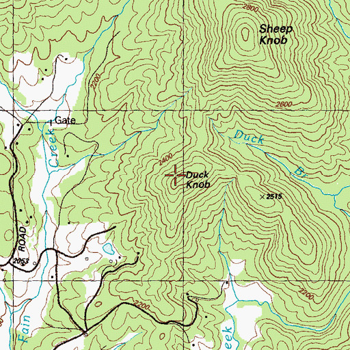 Topographic Map of Duck Knob, GA