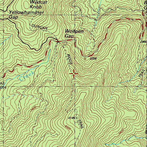 Topographic Map of Duncan Ridge, GA