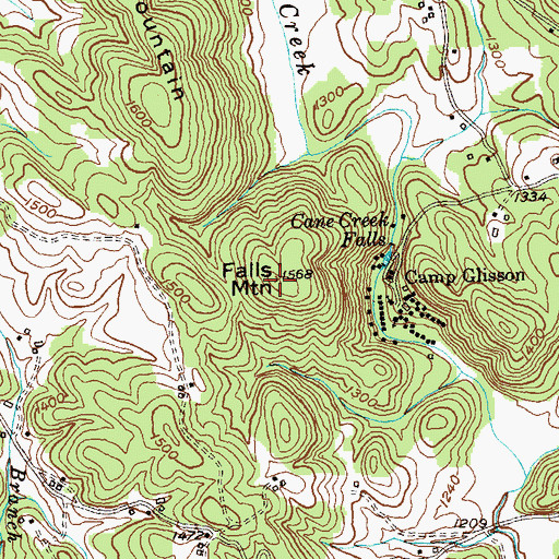 Topographic Map of Falls Mountain, GA