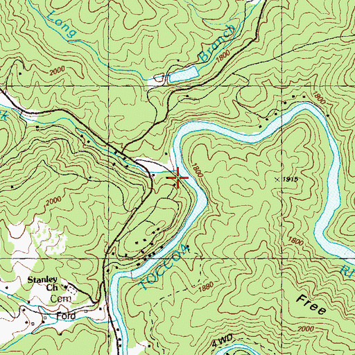 Topographic Map of Flat Creek, GA