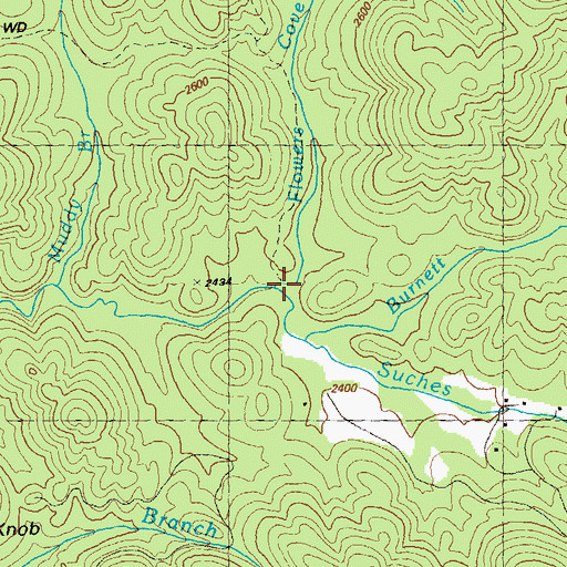 Topographic Map of Flowers Cove Branch, GA
