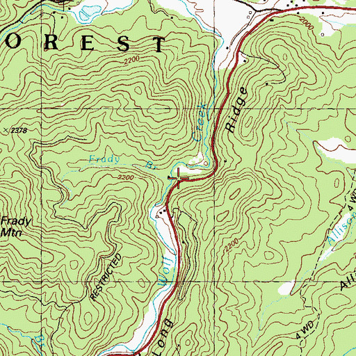 Topographic Map of Frady Branch, GA