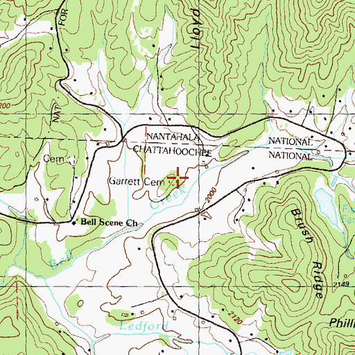 Topographic Map of Garrett Cemetery, GA