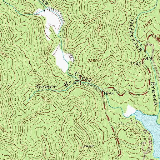 Topographic Map of Gomer Branch, GA