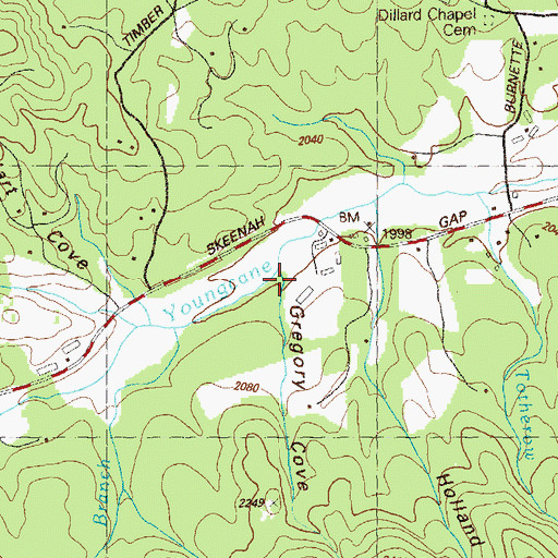 Topographic Map of Gregory Cove, GA