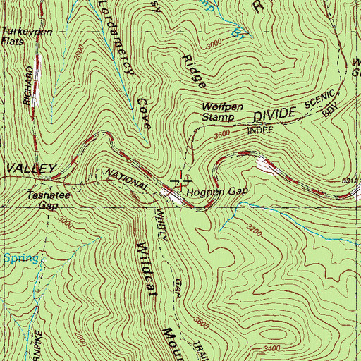 Topographic Map of Hogpen Gap, GA