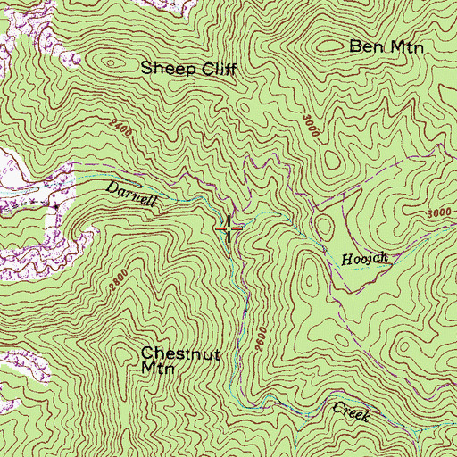 Topographic Map of Hoojah Branch, GA