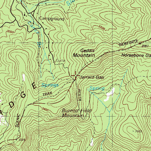 Topographic Map of Jarrard Gap, GA