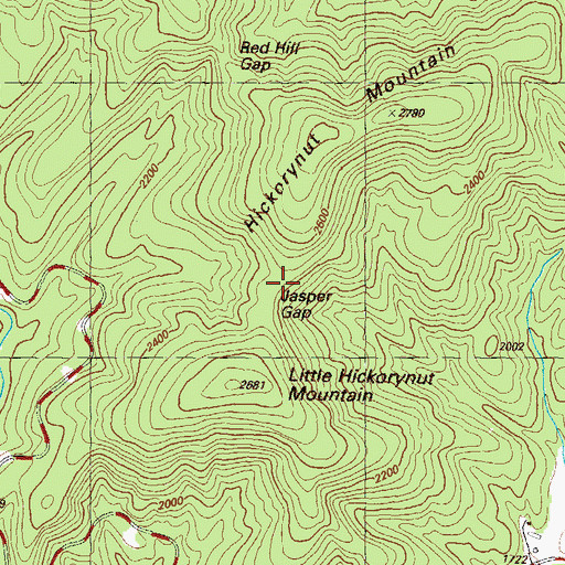 Topographic Map of Jasper Gap, GA