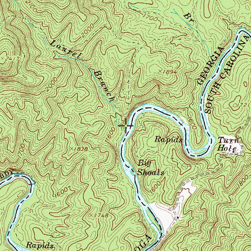 Topographic Map of Laurel Branch, GA