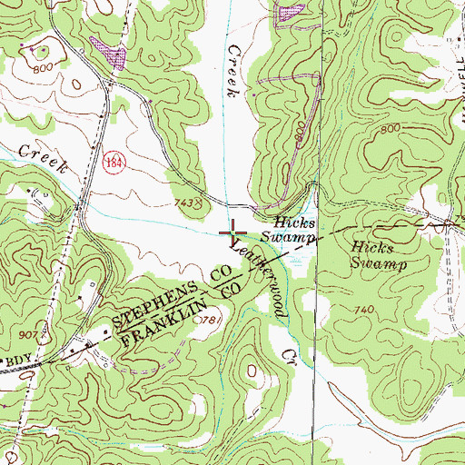 Topographic Map of Little Leatherwood Creek, GA