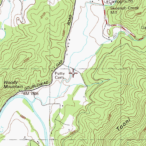 Topographic Map of Little Skeenah Creek, GA