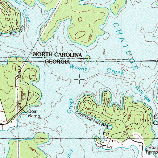 Topographic Map of Long Bullet Creek, GA