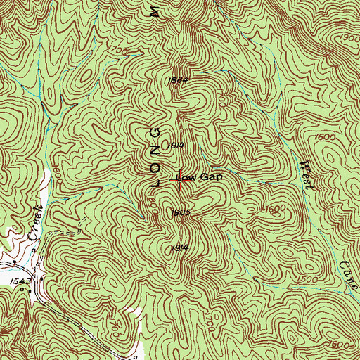 Topographic Map of Low Gap, GA